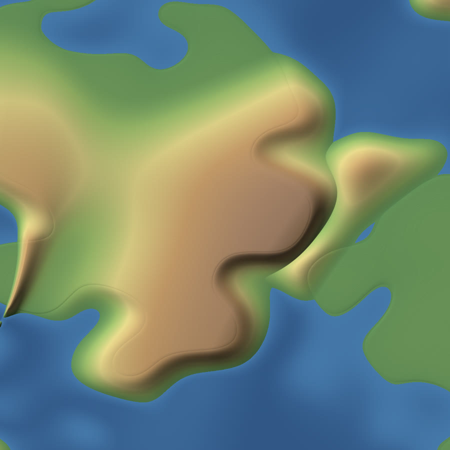 Relief map: one smooth swell of high ground with a single steep flank and no ridges or valleys inside it